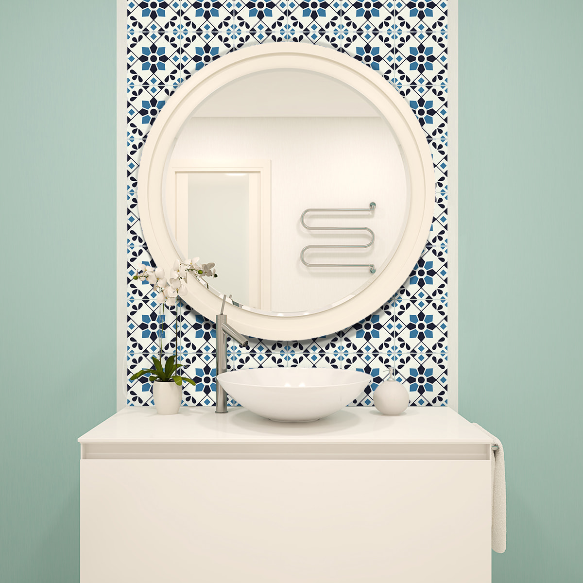 Stickers muraux - Sticker Mural Carrelage adhésif Cuisine Salle de Bain - 9 STICKERS CARREAUX DE CIMENT AZULEJOS ZARIA