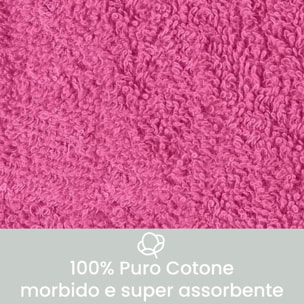 INTRECCI Telo Mare in Spugna, Asciugamano da Spiaggia Grande, 75x190 cm, Telo Mare Lettino con Tasche Portaoggetti e Bottoni, 100% Cotone, Morbido, Assorbente, Asciuga Rapidamente, Colore: Fucsia