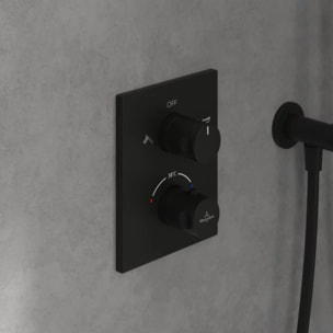 Façade thermostatique 2 voies Universal rectangle Noir mat + corps encastré