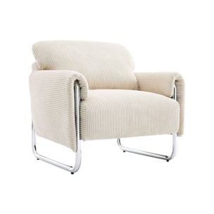 Fauteuil vintage velours côtelé armature chromée VINTAGE
