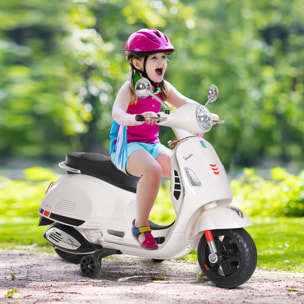 HOMCOM Moto Elettrica per Bambini Design Vespa, Batteria 6V con Suoni e Luci, Età 3-6 Anni, Bianco