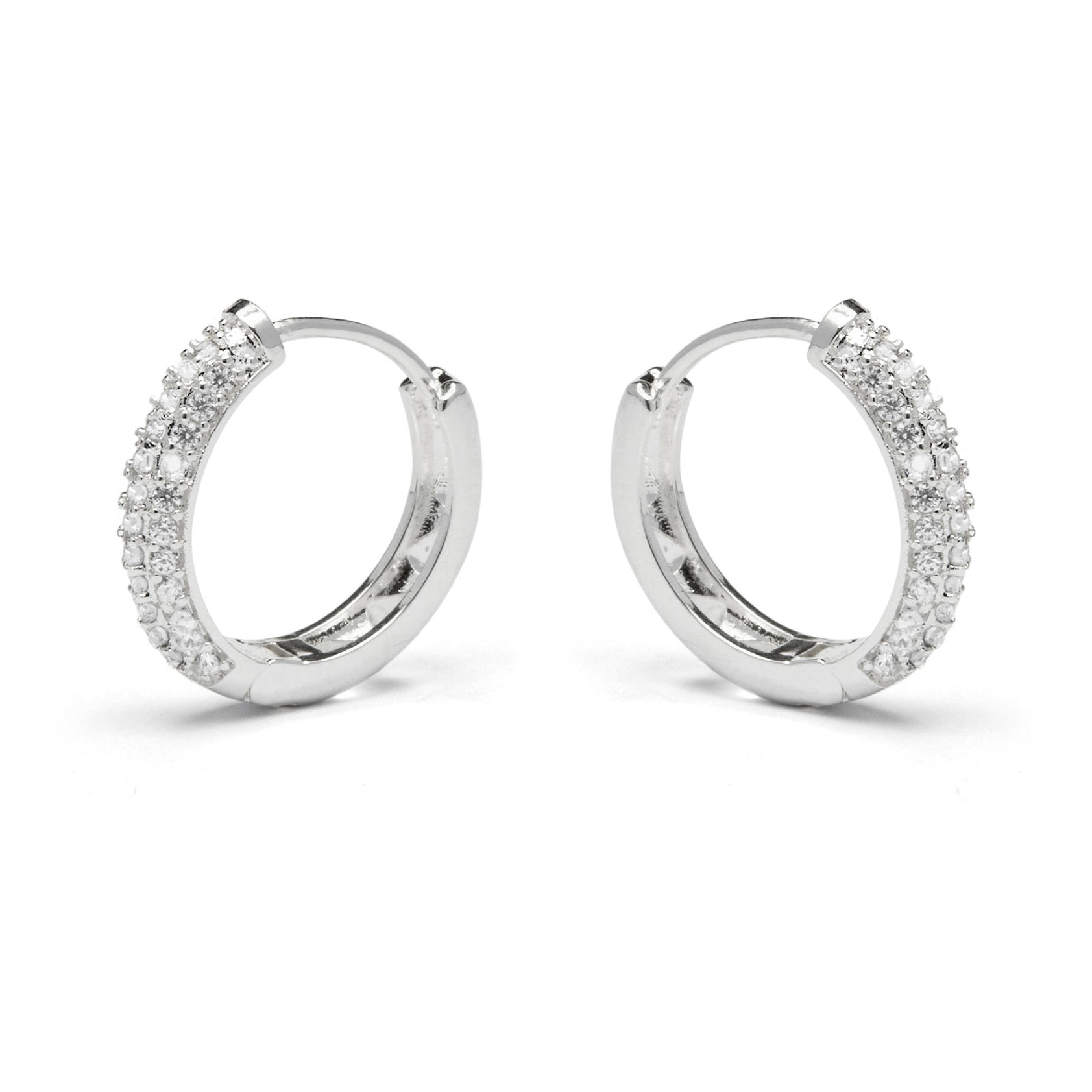 Pendientes de 18mm de diámetro con Circonita Brillante acabados en rodio