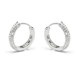 Pendientes de 18mm de diámetro con Circonita Brillante acabados en rodio