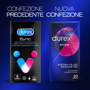 2x Preservativi Durex Sync con Forma Easy-On Stimolante e Ritardante 2 Confezioni da 10 Profilattici + Durex Massage 2in1 con Aloe Vera Gel Massaggi e Lubrificante Intimo Lenitivo 200ml