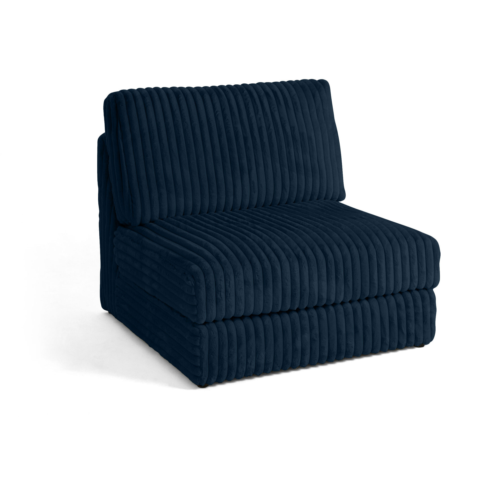 Jasper - module d'assise sans accoudoirs - en fausse fourrure côtelée - Bleu
