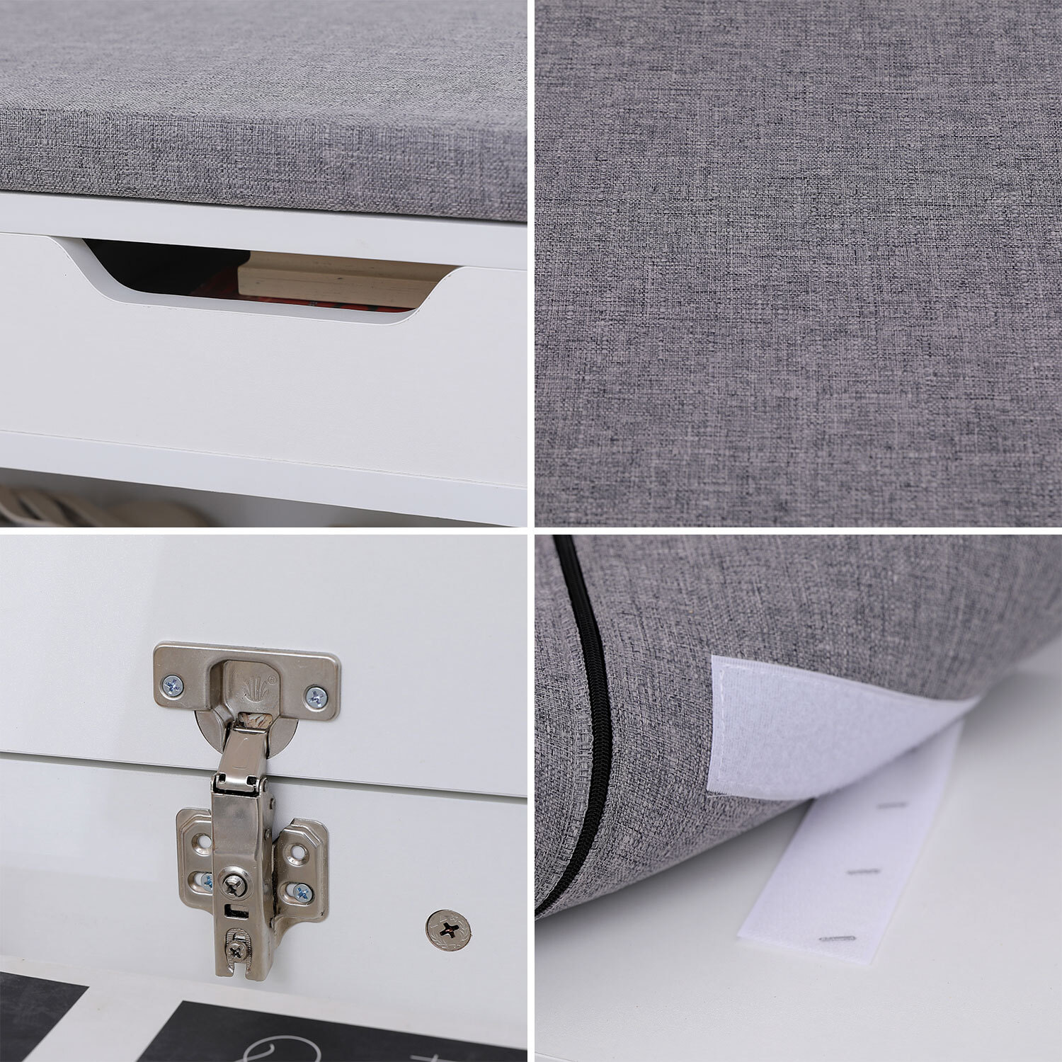 Meuble à chaussures trois casiers avec coffre blanc ALAN