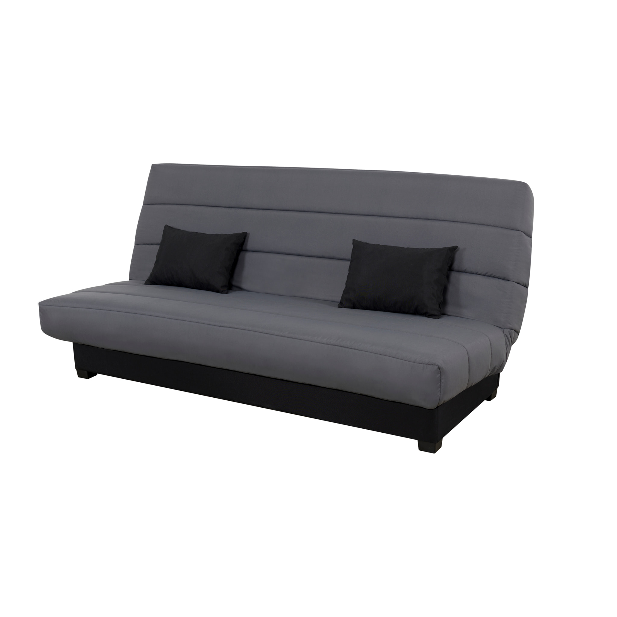 Canapé convertible Olivia, matelas Simmons, 130 x 190 cm, 2 coussins offerts, gris