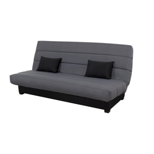 Canapé convertible Olivia, matelas Simmons, 130 x 190 cm, 2 coussins offerts, gris