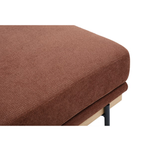Pouf repose pieds en tissu chenille terre brûlée et métal noir TODD