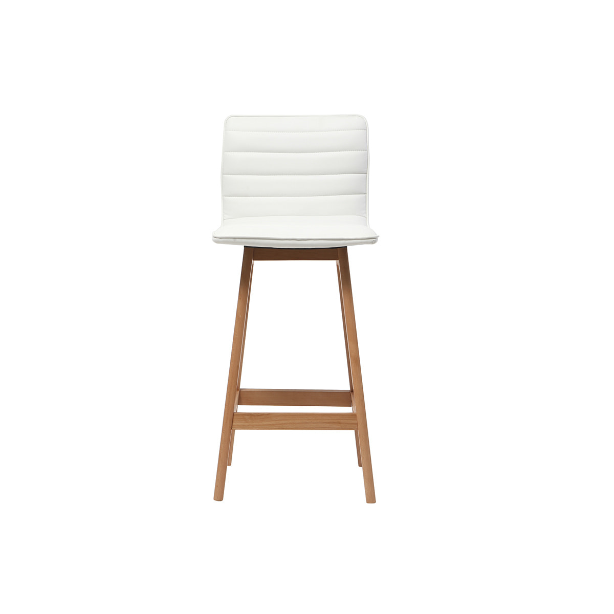 Tabouret de bar design bois et blanc 65 cm (lot de 2) EMMA