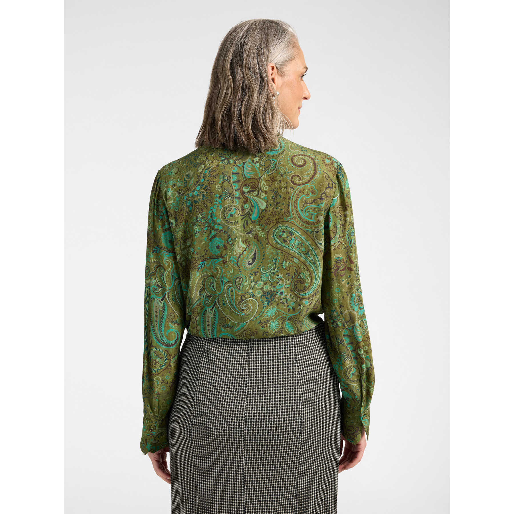 Elena Mirò - Camicia in viscosa stampata paisley - Verde