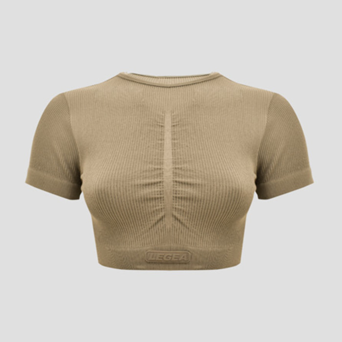 Maglia crop in nylon a maniche corte per yoga o allenamento Way