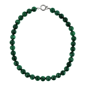 Collana Girocollo con Sfere di Pietra Naturale Quarzite Verde in Argento 925 placcato Rodio