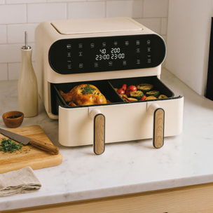 Friteuse sans huile double cuve 11L crème COLORAMA