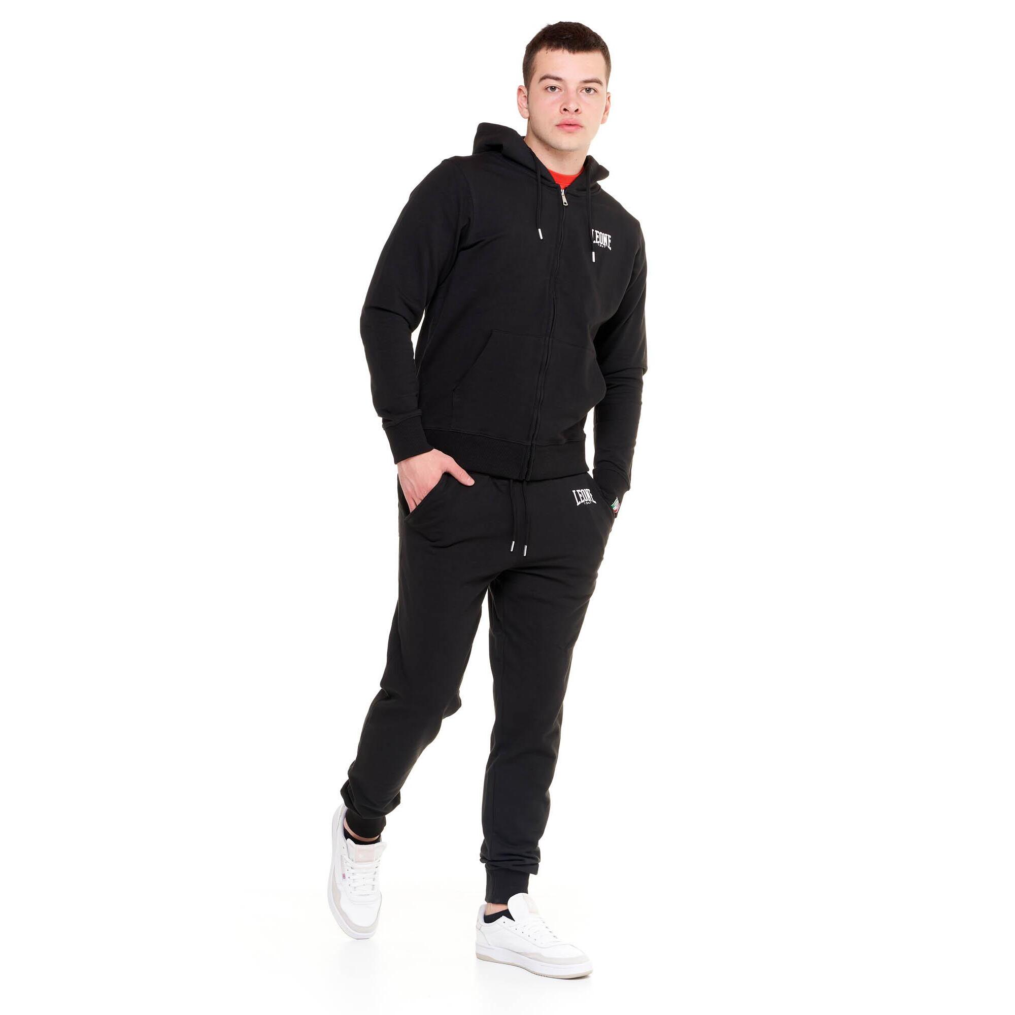 Felpa da uomo con cappuccio e zip non felpata Leone Basic