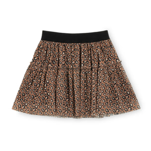 Falda de tul con estampado de leopardo