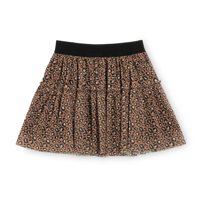 Falda de tul con estampado de leopardo