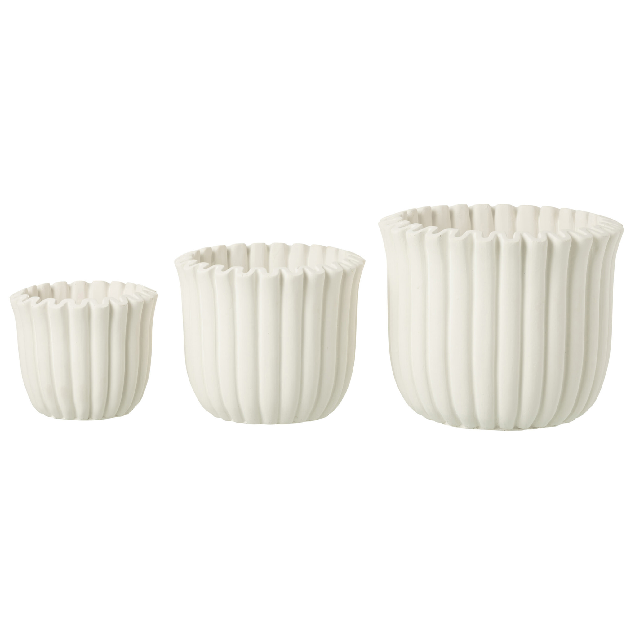 J-Line cache-pot Rayures - ciment - blanc - large - Ø 19.5 cm