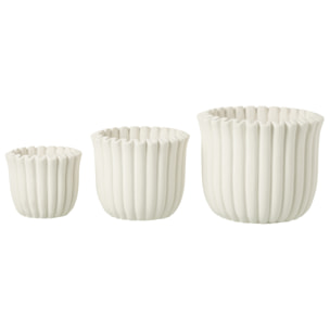 J-Line cache-pot Rayures - ciment - blanc - large - Ø 19.5 cm