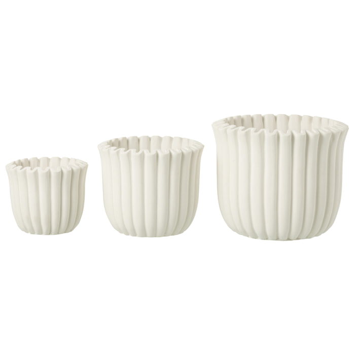 J-Line cache-pot Rayures - ciment - blanc - large - Ø 19.5 cm