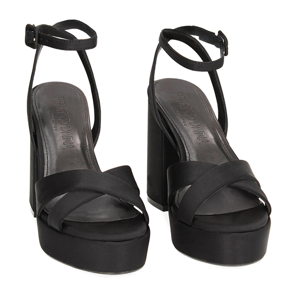 Sandali neri in lycra, tacco 10,8 cm