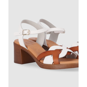 Sandalias de Piel - Multi-Blanco - Tacón: 5 cm