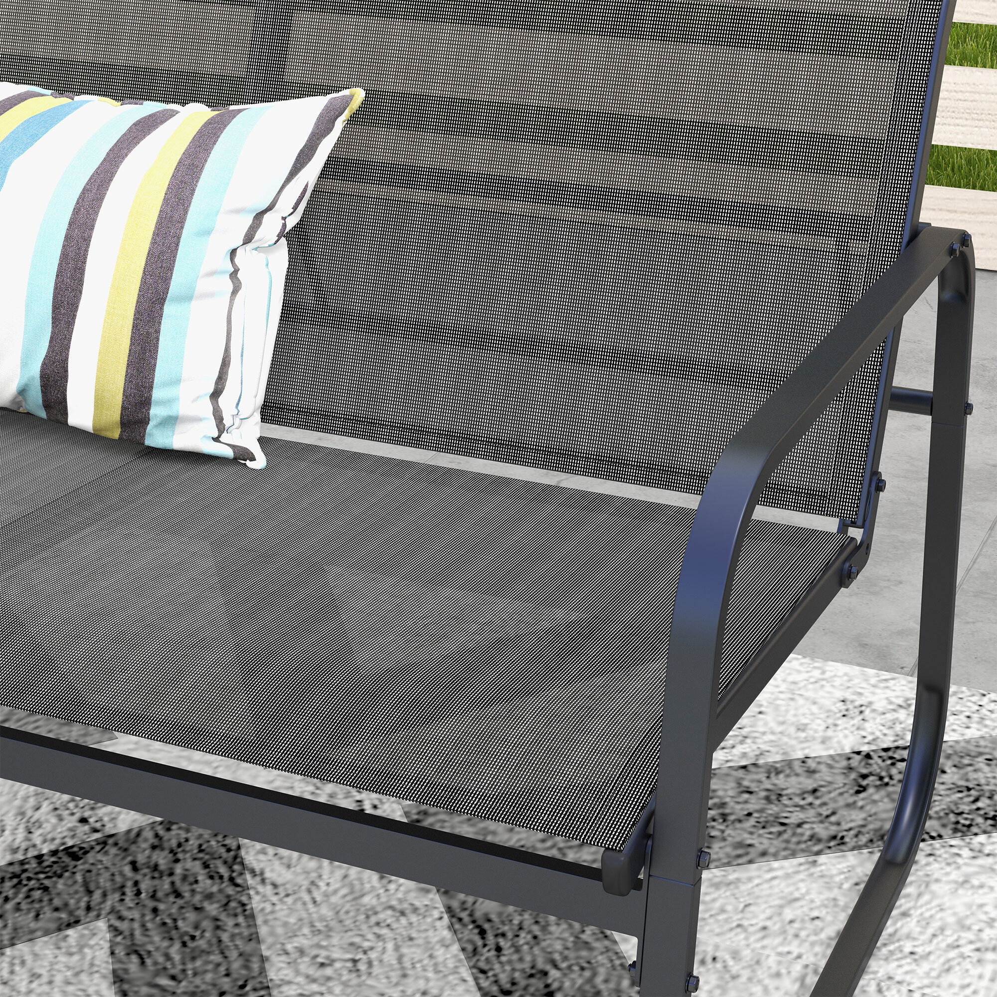 Conjunto de Muebles de Jardín Juego de 4 Piezas Muebles de Terraza con 2 Sillones 1 Sofá Exterior de 2 Plazas y Mesa de Centro con Tablero de Vidrio Templado Negro