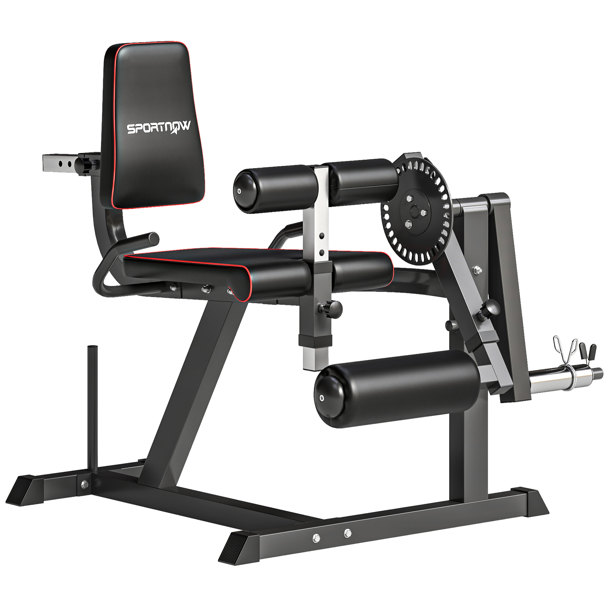 Máquina de Extensión y Curl de Piernas, Máquina de Estiramiento de Piernas Ajustable con Carga de Placas, para Entrenamiento de Cadera, Muslos y Pantorrillas, en Casa Gimnasio