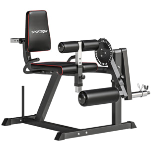 Máquina de Extensión y Curl de Piernas, Máquina de Estiramiento de Piernas Ajustable con Carga de Placas, para Entrenamiento de Cadera, Muslos y Pantorrillas, en Casa Gimnasio