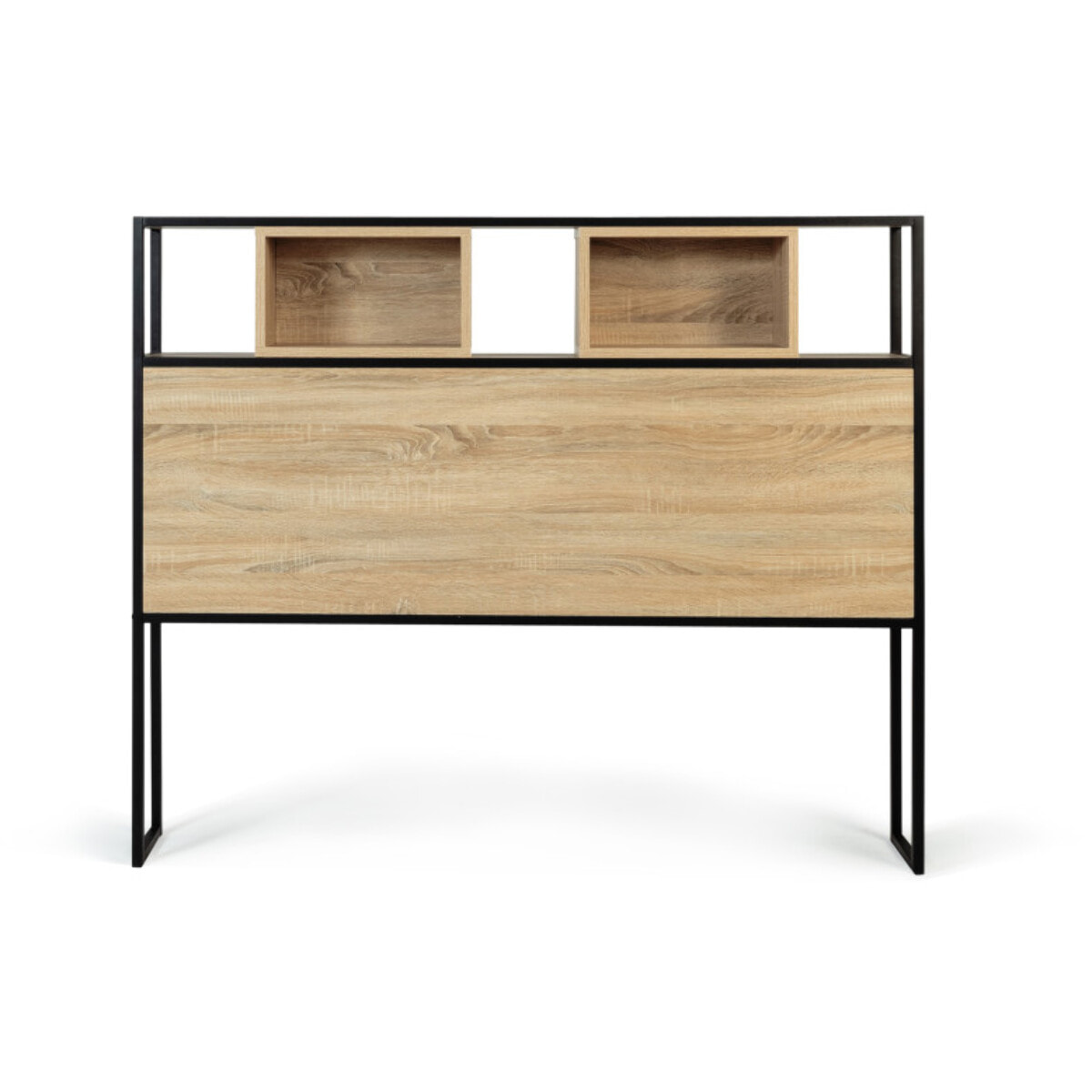 Tête de lit Memphis bois et noire avec rangements 145cm