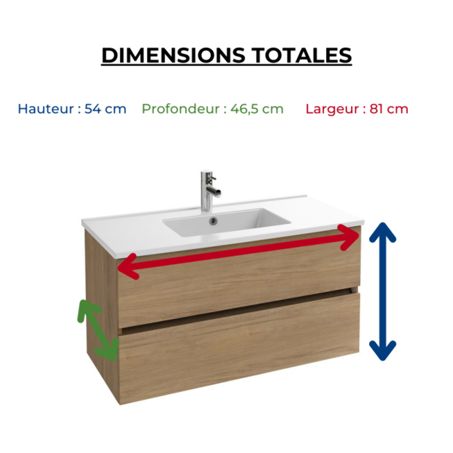 Meuble vasque Tolbiac chêne + miroir led