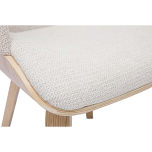 Chaise en tissu chenille beige et bois clair EARL