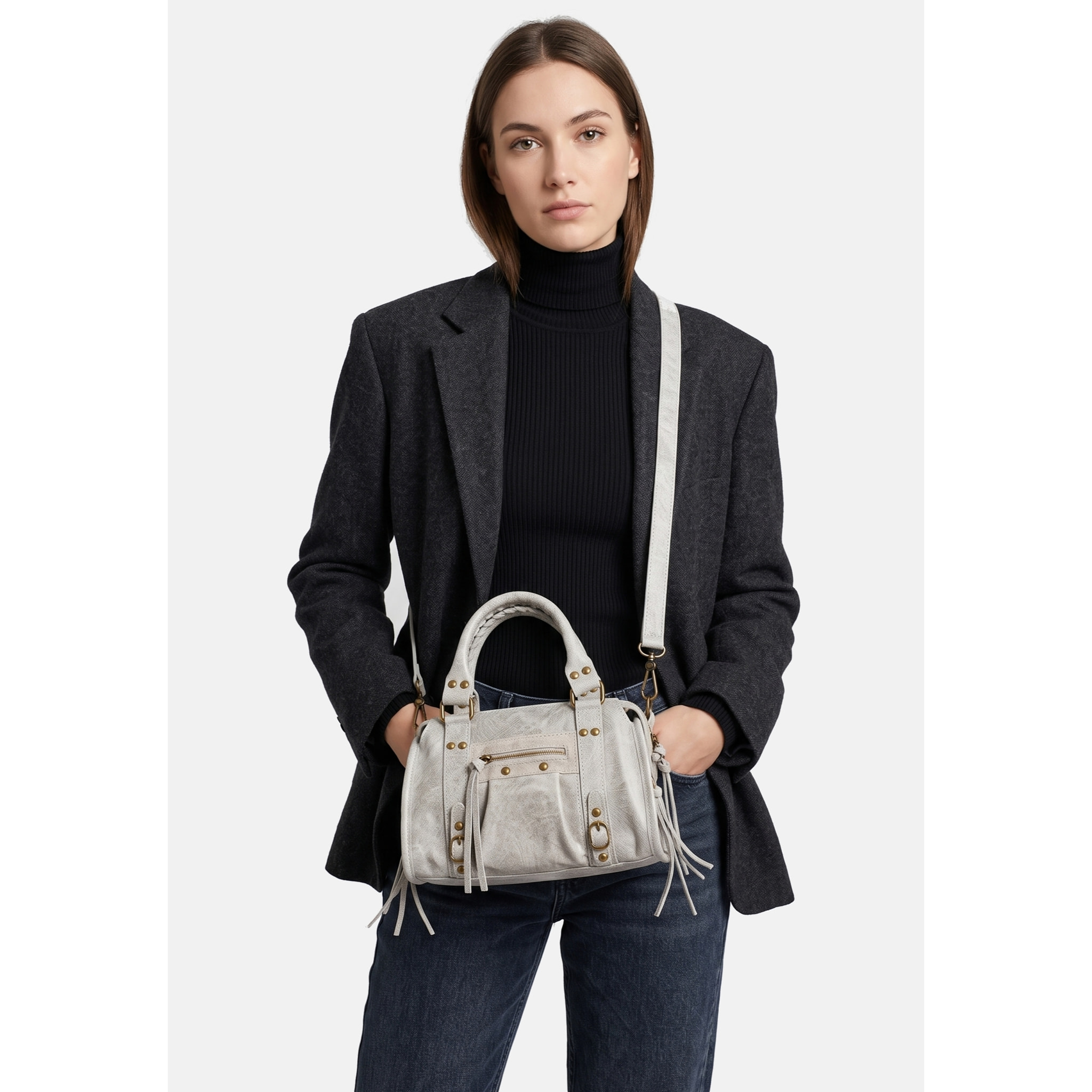Borsa a spalla da donna - Modello Erisia - Vera pelle - 25.0 x 15.0 x 10.0 cm