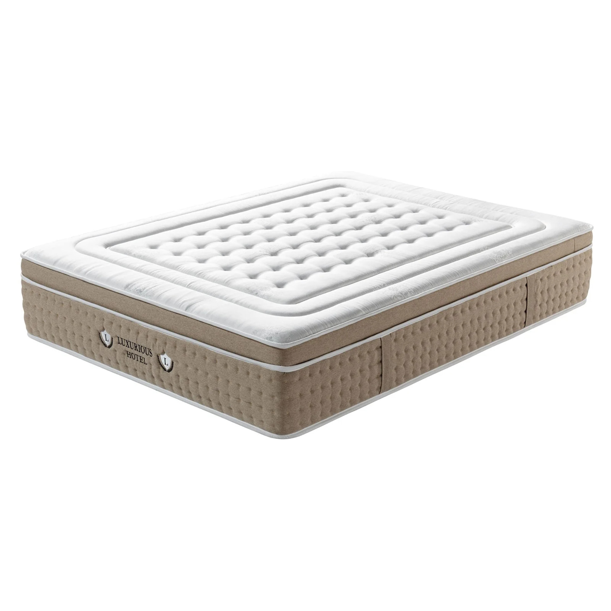Ensemble matelas Bali & lit fixe Colisée | Mémoire de forme et ressorts ensachés | cadre à lattes | Bouclette | Olive