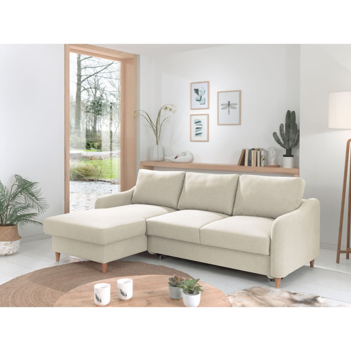 Will - canapé d'angle gauche - convertible avec coffre - 4 places - en tissu - Beige