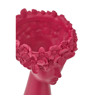 J-Line Cache-Pot Tête - polyrésine - fuchsia - large