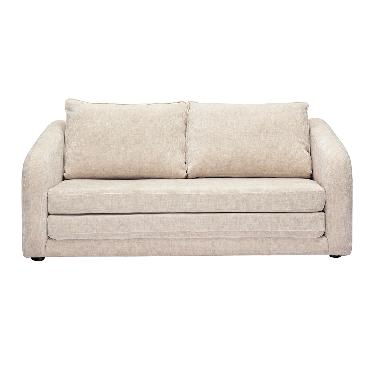 Canapé convertible 2 places en tissu effet velours texturé beige MAHAUT