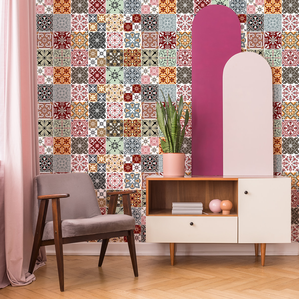 Stickers muraux - Sticker Mural Carrelage adhésif Cuisine Salle de Bain - 24 STICKERS CARRELAGES PORTIA
