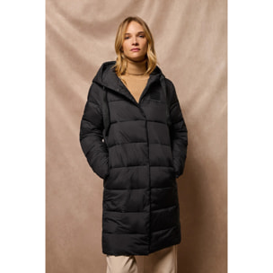 Cappotto nero Siena con cappuccio fisso e dettagli Polo Club