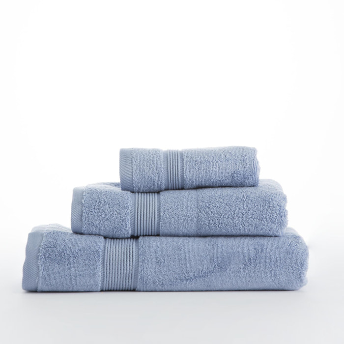 Set de 3 serviettes en coton organique 600 gr/m2 couleur Céleste