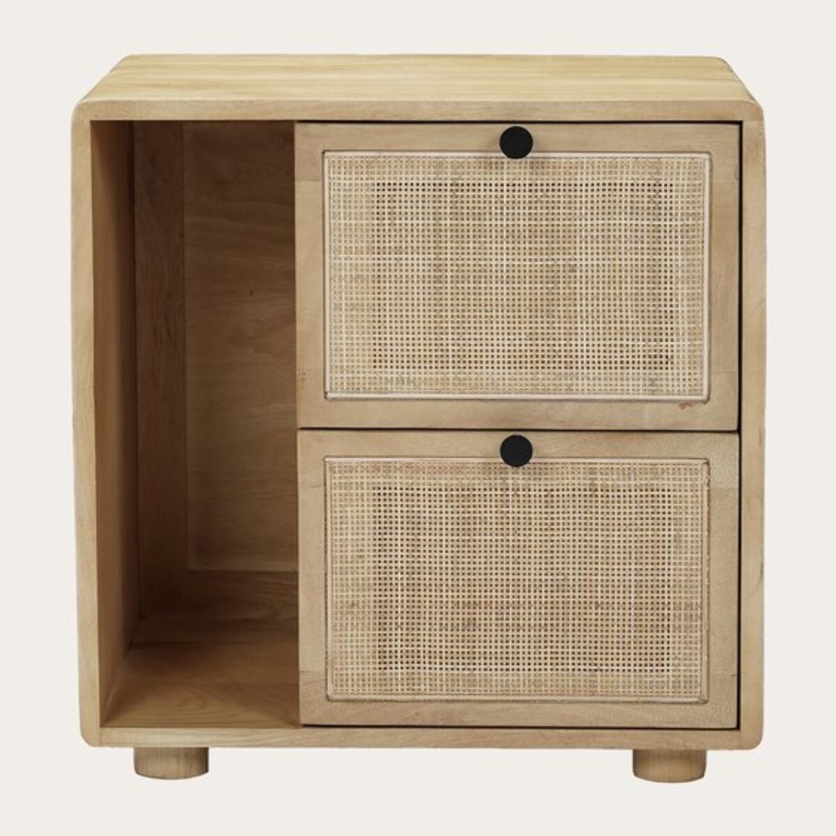 Table de chevet Lucca -bois massif de manguier et rotin-couleur catuai 52 x 53 x 40 cm