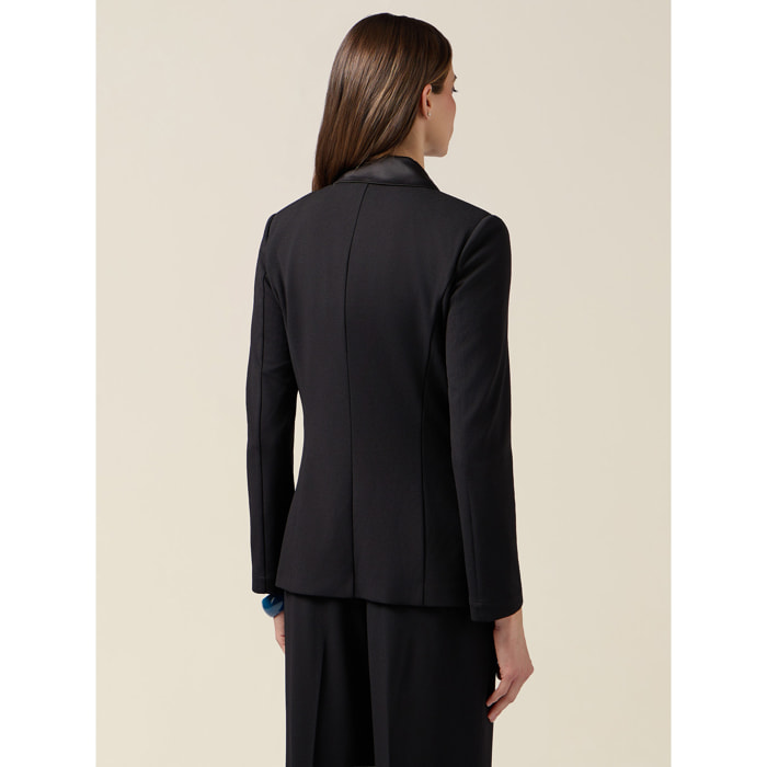 Oltre - Blazer cruzado con botones forrados - Negro