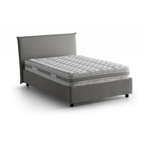 Letto piazza e mezza Asmara, Letto contenitore con rivestimento in tessuto, 100% Made in Italy, Apertura frontale, con materasso Cm 120x190 incluso, Grigio