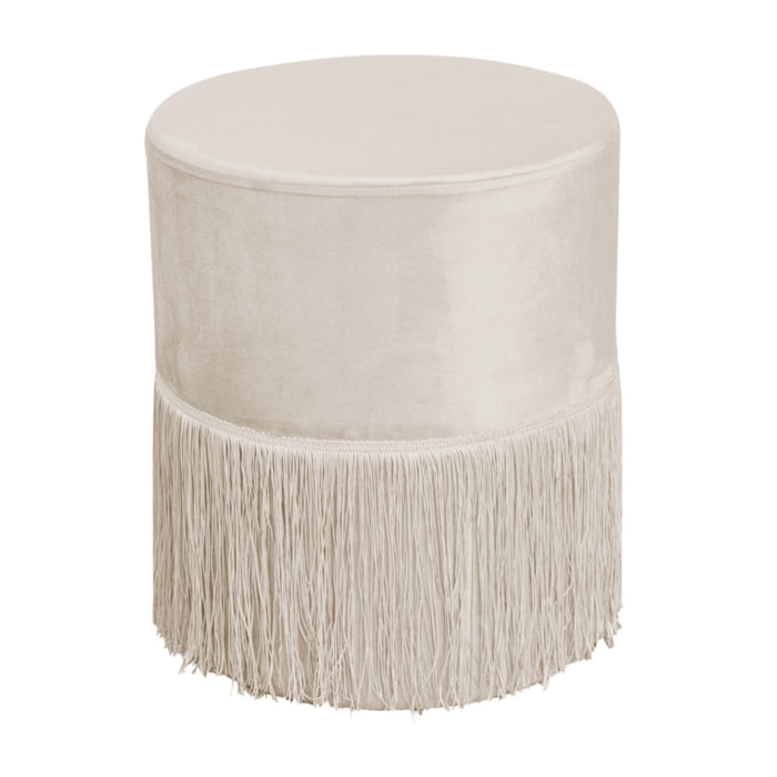 Pouf Poggiapiedi Rotondo Seduta In Velluto Velvet Malibù Beige