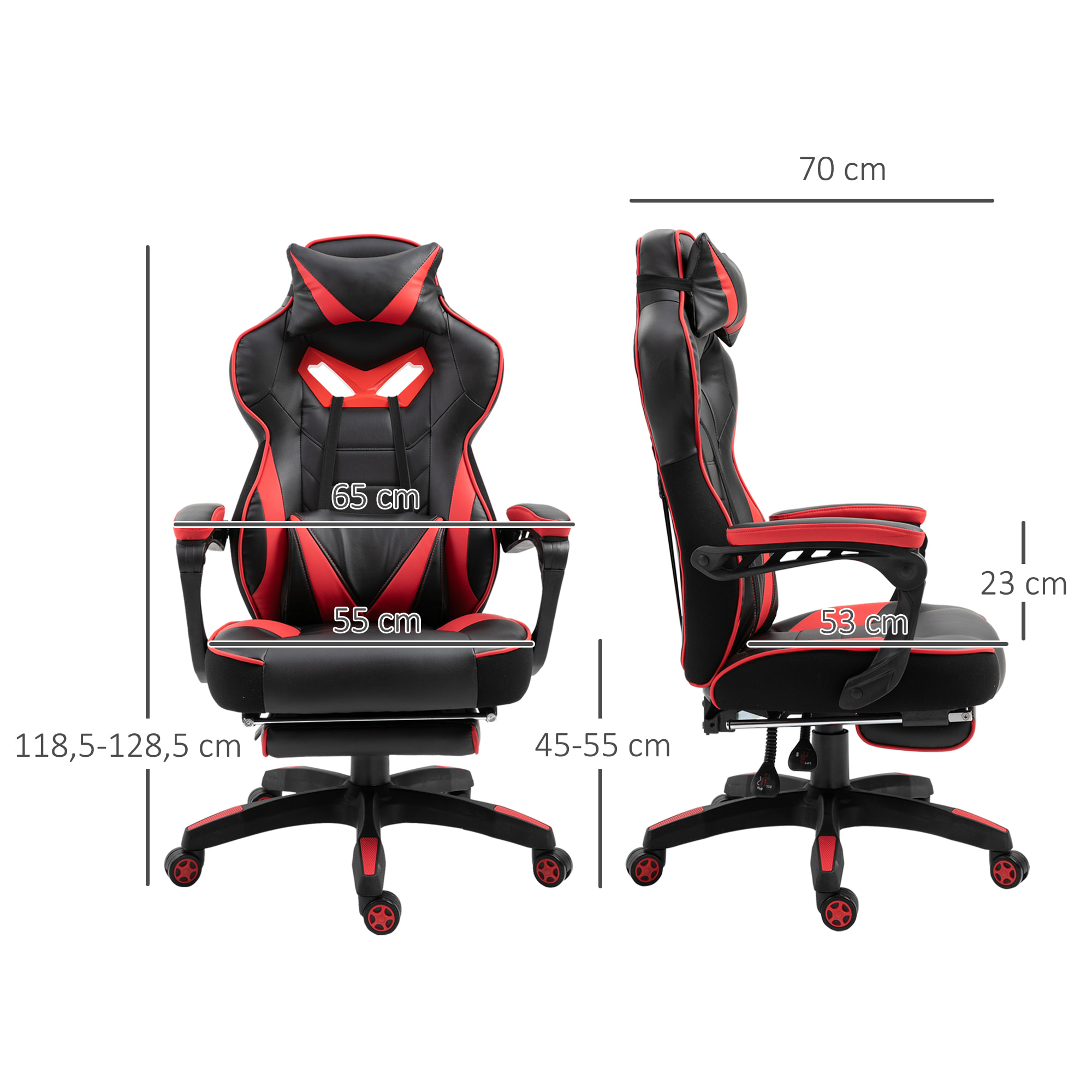 Silla Racing de Escritorio Reclinable Negro y Rojo