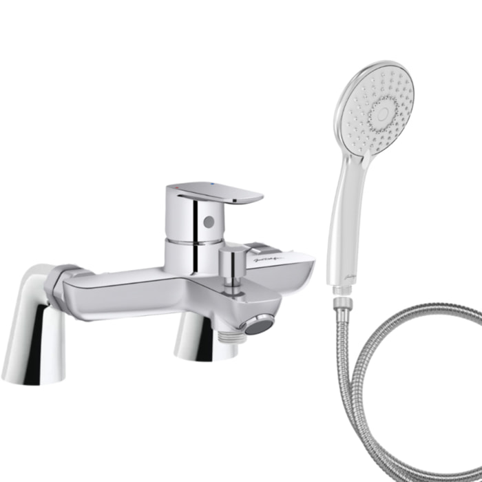 Mitigeur baignoire July+ + pommeau de douche Juliette + flexible de douche métal + colonnettes