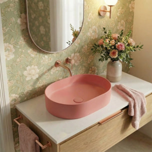 Vasque à poser ovale 50 x 36,5 x 12 cm sans trop-plein rose mat PixL (CEPX5037PM)