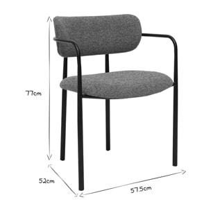 Chaises en tissu texturé taupe et métal noir (lot de 2) SWIFT