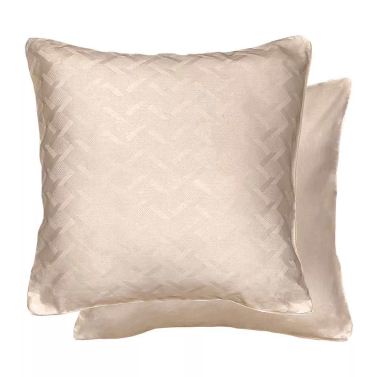 Taie d'oreiller satin de coton motif jacquard beige Adagio lin