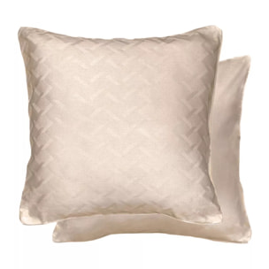 Taie d'oreiller satin de coton motif jacquard beige Adagio lin